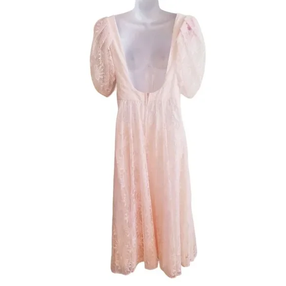 Alicia 7 8 Pink Floral Lace Fairy Tale Princess Dress Vintage USA Victorian Rege - Picture 2 of 11